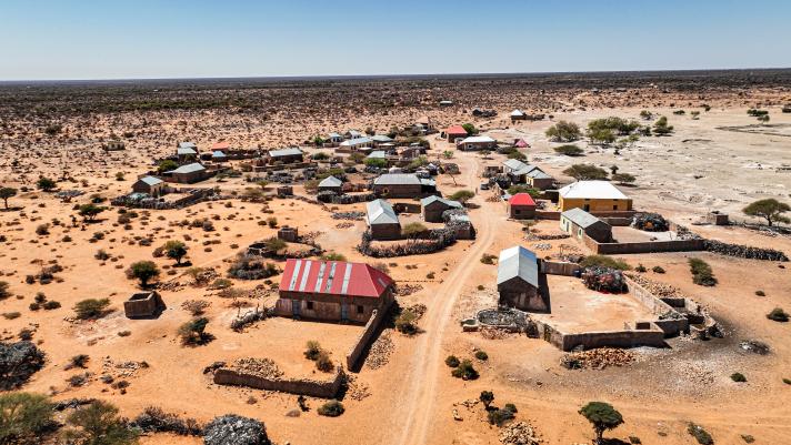 An aerial photograph of Duqaqo town of Galkayo in the Galmudug region