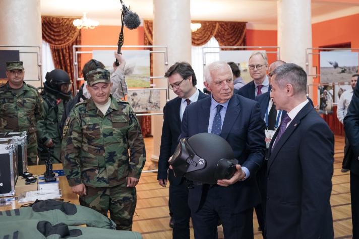 High Representative of the Union for Foreign Affairs and Security Policy and Vice-President of the European Commission Josep Borrell during handover of equipment at National Army Museum, in Chisinau