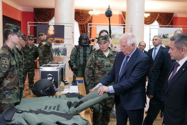 High Representative of the Union for Foreign Affairs and Security Policy and Vice-President of the European Commission Josep Borrell during handover of equipment at National Army Museum, in Chisinau