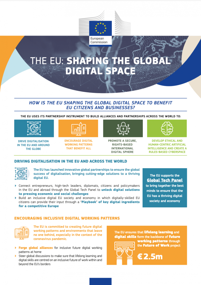 Cover page of the factsheet The EU shaping the global digital space